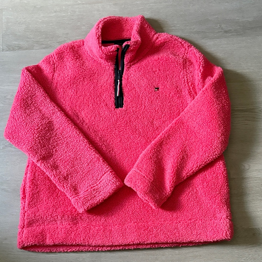 Tommy Hilfiger-Women’s XL Pink 1/4 Zip Fleece Jacket w/pockets!